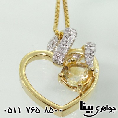 گردنبند سیترین و الماس قلبی