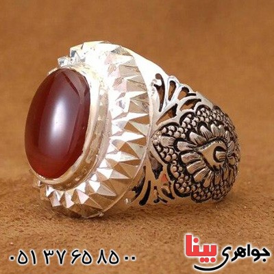 انگشتر عقیق یمنی قلم زنی و آیینه کاری شده _کد:20427