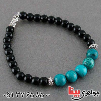 دستبند فیروزه و عقیق خاص و زیبا _کد:20454