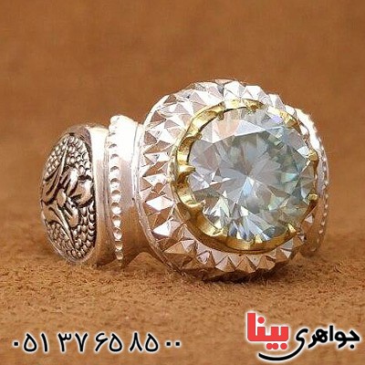 انگشتر موزنایت قلم زنی و آیینه کاری شده _کد:20456