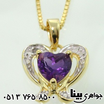 گردنبند آمتیست و الماس قلبی زنانه
