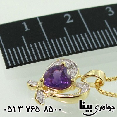 گردنبند آمتیست و الماس قلبی زنانه