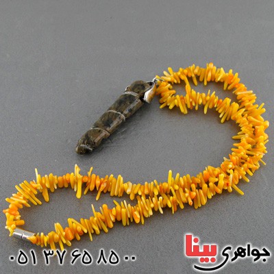 گردنبند هبهاب با مرجان زرد رنگ بسیار زیبا _کد:20457