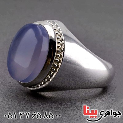 انگشتر عقیق یمنی کبود خوش رنگ آبدار _کد:20472