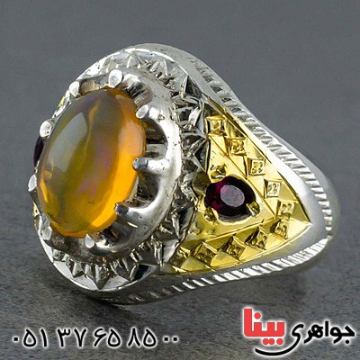 انگشتر اوپال و یاقوت سرخ فاخر _کد:20483