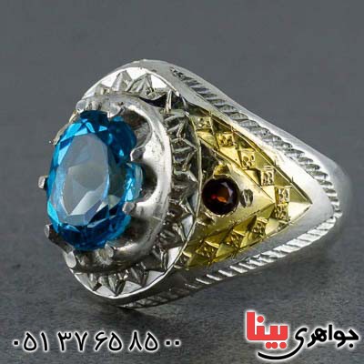 انگشتر توپاز و یاقوت سرخ بسیار عالی _کد:20492
