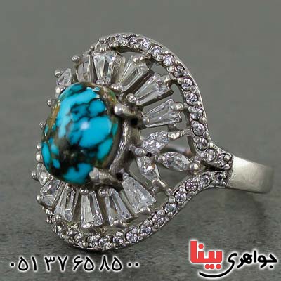 انگشتر فیروزه نیشابوری درشت زنانه بسیار زیبا