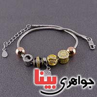 دستبند نقره رودیوم و میناکاری شده _کد:20566