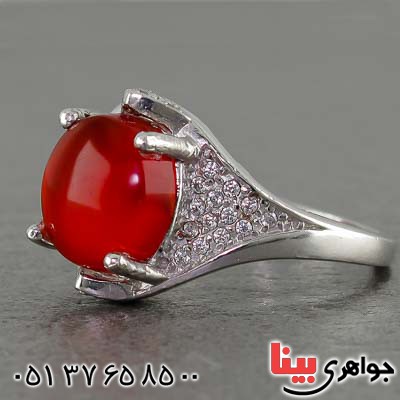 انگشتر عقیق یمنی بسیار خوشرنگ و سرخ _کد:20570