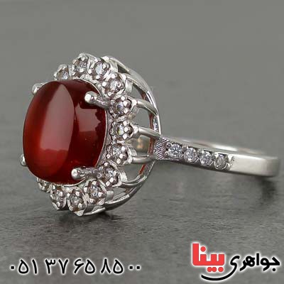 انگشتر عقیق یمنی سرخ زنانه بسیار زیبا _کد:20571