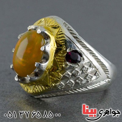 انگشتر اوپال و یاقوت سرخ بسیار فاخر _کد:20606