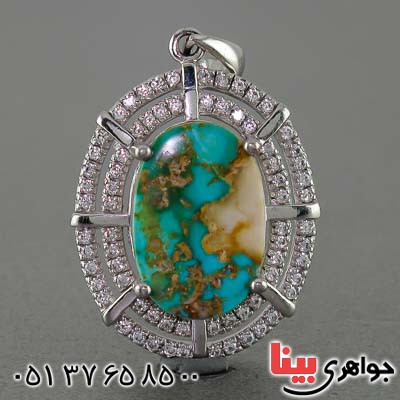گردنبند فیروزه نیشابوری زنانه خوش نقش درشت _کد:20613