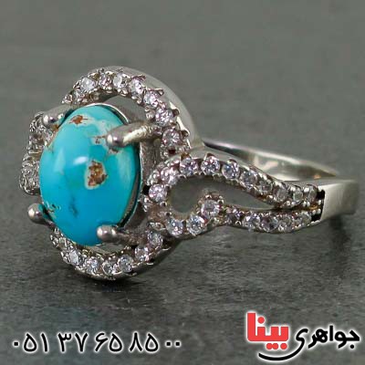 انگشتر فیروزه نیشابوری زنانه خوش نقش