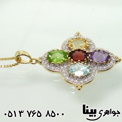 گردنبند چند جواهر پنج سنگ لاله