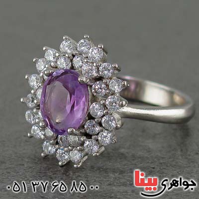 انگشتر آمتیست رودیوم زنانه خوشرنگ و خاص _کد:20682