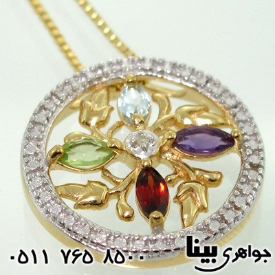 گردنبند چند جواهر الماس و زبرجد دایره