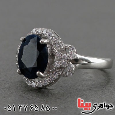 انگشتر یاقوت کبود رودیوم خوشرنگ بسیار عالی   _کد:20699