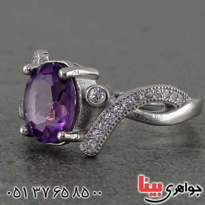 انگشتر آمتیست رودیوم خوشرنگ خاص بسیار زیبا _کد:20720