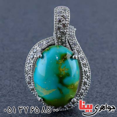 گردنبند فیروزه نیشابوری رودیوم زنانه برند SPN _کد:20738