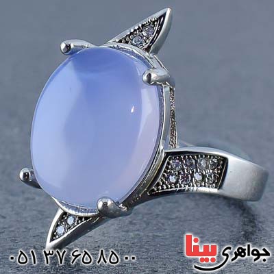 انگشتر عقیق یمنی کبود درشت زنانه زیبا