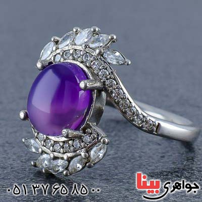 انگشتر عقیق یمنی کبود زنانه بسیار زیبا _کد:20743