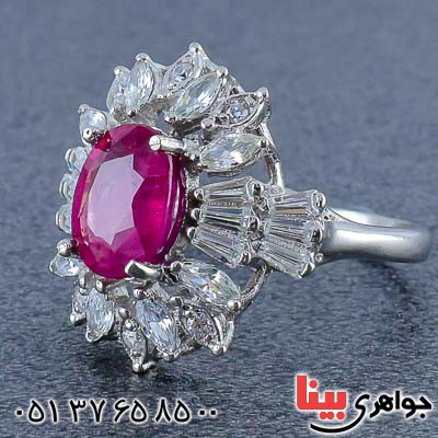 انگشتر یاقوت سرخ زنانه شفاف کریستالی بسیار عالی _کد:20771