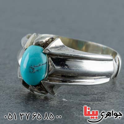 انگشتر فیروزه نیشابوری دست ساز مردانه _کد:20848