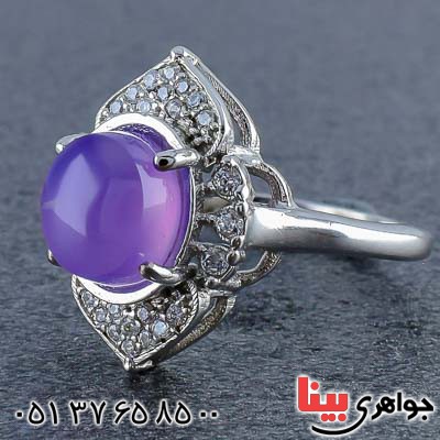انگشتر عقیق یمنی کبود زنانه بسیار زیبا _کد:20849