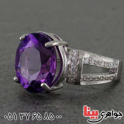 انگشتر آمتیست خوشرنگ خاص رودیوم  بسیار زیبا _کد:20871