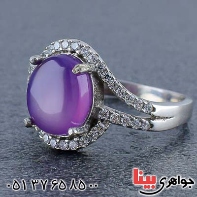 انگشتر عقیق یمنی رودیوم خوشرنگ زنانه _کد:20875