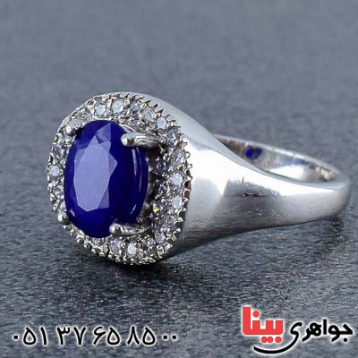 انگشتر یاقوت کبود زنانه بسیار زیبا با روکش رودیوم _کد:20880