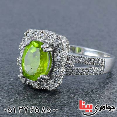 انگشتر زبرجد خوشرنگ رودیوم زنانه _کد:20887