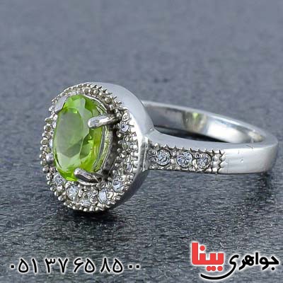 انگشتر زبرجد خوشرنگ رودیوم زنانه _کد:20888