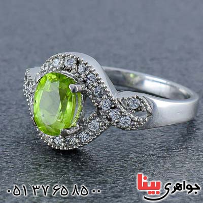 انگشتر زبرجد خوشرنگ و خاص رودیوم زنانه _کد:20890