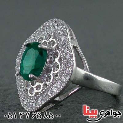 انگشتر زمرد درشت رودیوم خاص زنانه _کد:20892