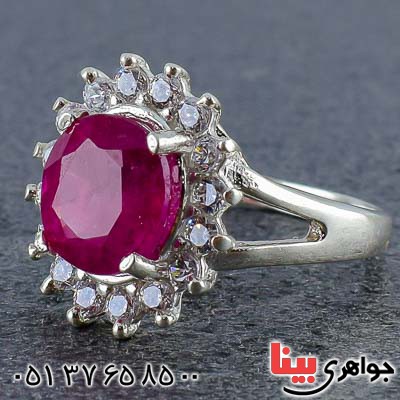 انگشتر یاقوت سرخ خوشرنگ درخشان رودیوم زنانه _کد:20895