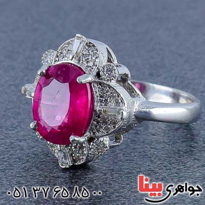 انگشتر یاقوت سرخ خوشرنگ خاص رودیوم زنانه _کد:20929