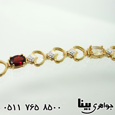 دستبند چند جواهر الماس و آمتیست قلبی
