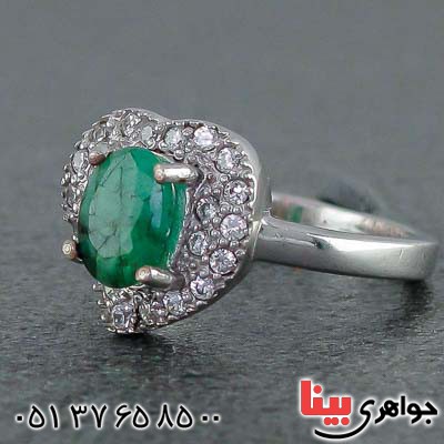 انگشتر زمرد رودیوم خوشرنگ زنانه _کد:20968