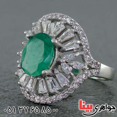 انگشتر زمرد رودیوم زنانه بسیار زیبا _کد:20969