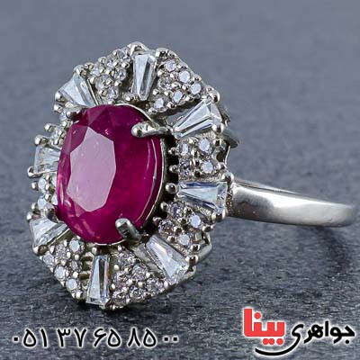 انگشتر یاقوت سرخ رودیوم زنانه بسیار شیک _کد:20985