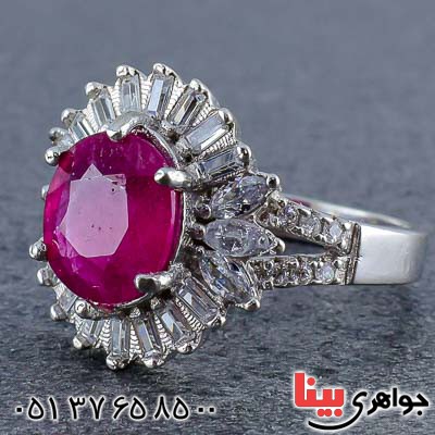 انگشتر یاقوت سرخ رودیوم زنانه بسیار زیبا