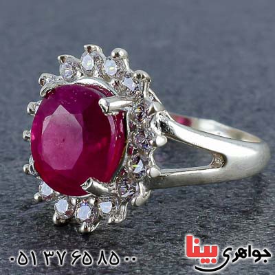 انگشتر یاقوت سرخ رودیوم زنانه شفاف و درخشان _کد:20987