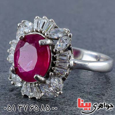 انگشتر یاقوت سرخ رودیوم زنانه خوشرنگ و شفاف _کد:20988