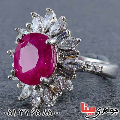 انگشتر یاقوت سرخ رودیوم زنانه شفاف _کد:20989