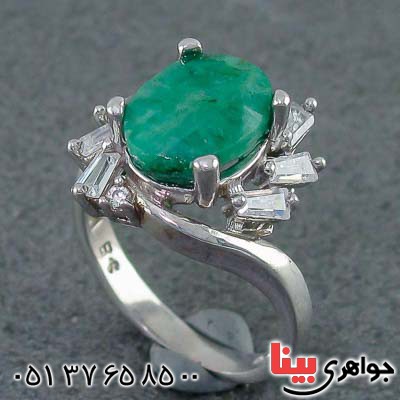 انگشتر زمرد رودیوم زنانه بسیار خاص _کد:20990