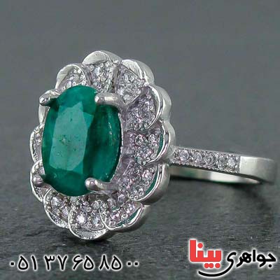 انگشتر زمرد رودیوم زنانه بسیار زیبا _کد:20991