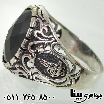 انگشتر عقیق سیاه (اونیکس) مردانه با نقش بسم الله