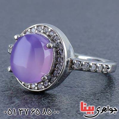 انگشتر عقیق یمنی کبود خوشرنگ رودیوم زنانه _کد:21015