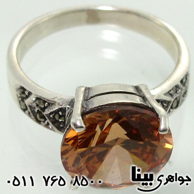 انگشتر کوارتز دایره تراش برلیانی درشت زنانه